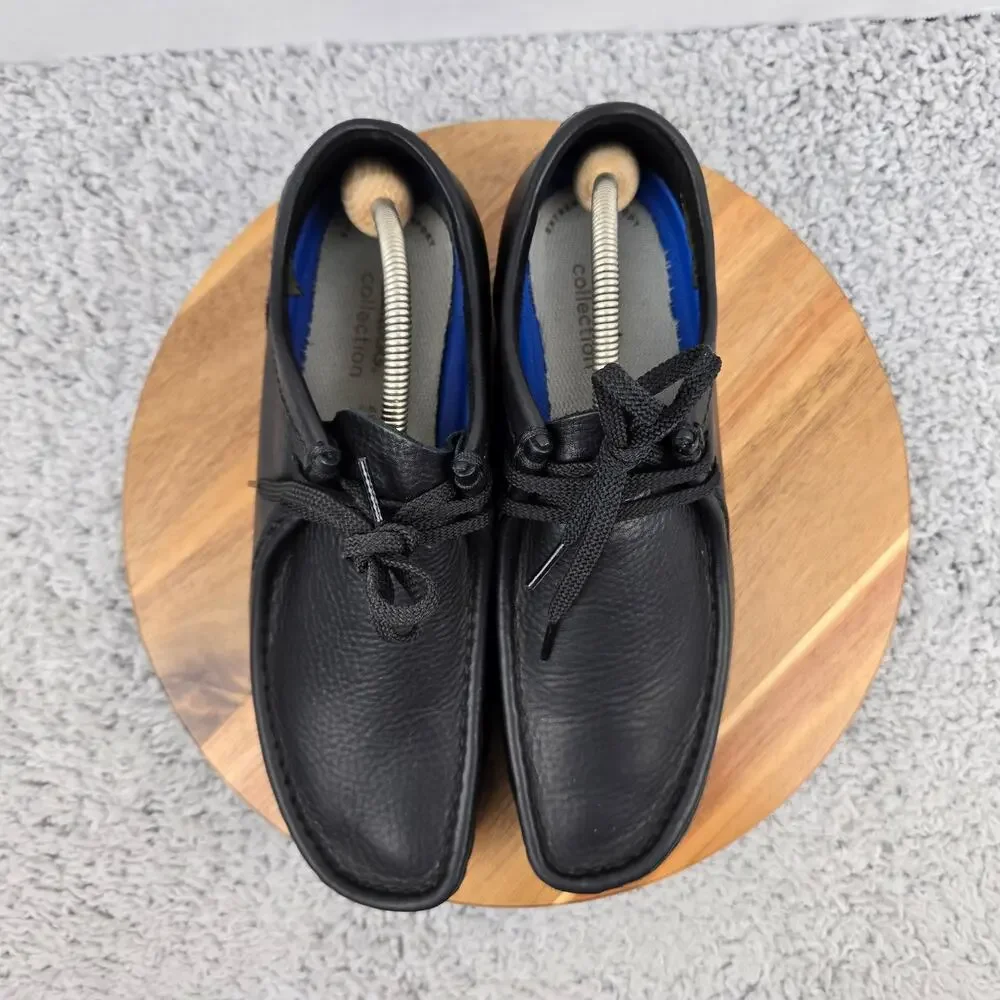 Clarks Mens 10 Shacre II Run Black Leather Casual Lifestyle Daily Chukka Boots